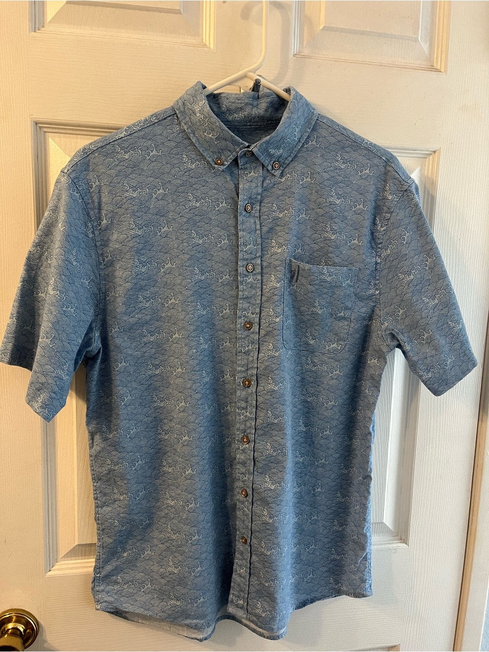 Johnnie-O Hangin’ Out Men's Blue Short-Sleeve Button-Down Shirt Sz M